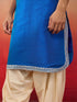 Men's Royal Blue Hand Embroidered Silk Kurta