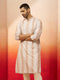 Men Grey Cotton Sequin Embroidered Kurta