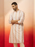 Men Grey Cotton Sequin Embroidered Kurta
