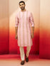 Men's Peach Digital Print Kurta with Pyjama