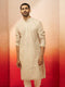 Men Green Cotton Floral Sequin Embroidered Kurta