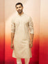 Men Green Cotton Floral Sequin Embroidered Kurta