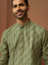 Vastramay Men Green Cotton Gems Work Kurta