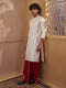 Cream Viscose Zardozi Kurta Dhoti Set for Men