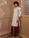 Cream Cotton-Silk Embroidered Kurta Dhoti Set for Men