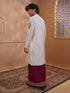 Men's Cream Cotton-Silk Embroidered Thigh Length Kurta With Dhoti