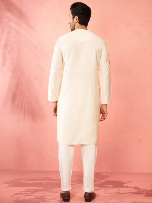 Men's Cream Zardozi Kurta Pant Set