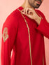 Men's Red Zardozi Embroidered Viscose Kurta