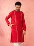 Men's Red Zardozi Embroidered Viscose Kurta