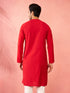 Men's Red Zardozi Embroidered Viscose Kurta