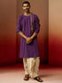 Vastramay Men Purple Hand Embroidered Kurta
