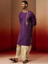 Men's Purple Zari Kurta with Beige Dhoti