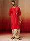 Men's Red Zari Kurta with Beige Dhoti