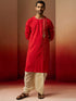 Men's Red Zari Kurta with Beige Dhoti
