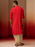 Men's Red Zari Kurta with Beige Dhoti