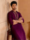 Men's's Wine Vichitra Silk Kurta - Traditional Embroidered Wedding Ethnic Wear