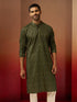Men Green Cotton Bandhani Embroidered Kurta