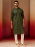 Men's Green Bandhani Gems Work Kurta with Pyjama