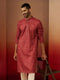 Men Rust Cotton Bandhani Embroidered Kurta