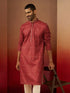 Men Rust Cotton Bandhani Embroidered Kurta