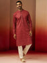 Men Rust Cotton Bandhani Embroidered Kurta
