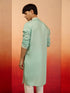 Men's Mint Green Embroidered Silk Kurta
