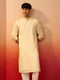 Men's Yellow Embroidered Silk Kurta