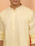 Men's Yellow Embroidered Silk Kurta