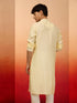 Men's Yellow Embroidered Silk Kurta