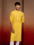 Men's Yellow Cotton Cambric Bandhani Kurta