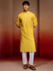 Mens Yellow Bandhani Kurta with Pyjama