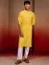 Mens Yellow Bandhani Kurta with Pyjama