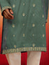 Men's Mint Green Silk Blend Resham Embroidered Kurta with Cream Pyjama