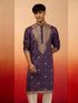 Men's Purple Resham Embroidered Silk Kurta