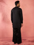 Men's Gold Fine Satin Stone Work Kurta with Black Flare Pant