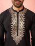 Men's Black Fine Satin Hand Embroidered Kurta