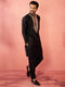 Men's Black Fine Satin Kurta with Pyjama