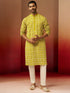 Men's Green Thread Embroidered Kurta with Pyjama
