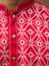 Men's Red Linen Silk Kurta with Cream Pants