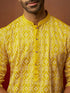 Men's Yellow Thread Embroidered Kurta with Pyjama