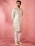 Men's Grey Silk Blend Kurta with Cream Pyjama