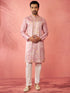Men's Onion Silk Blend Kurta with Cream Pyjama