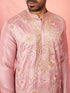 Men's Onion Silk Blend Kurta with Cream Pyjama