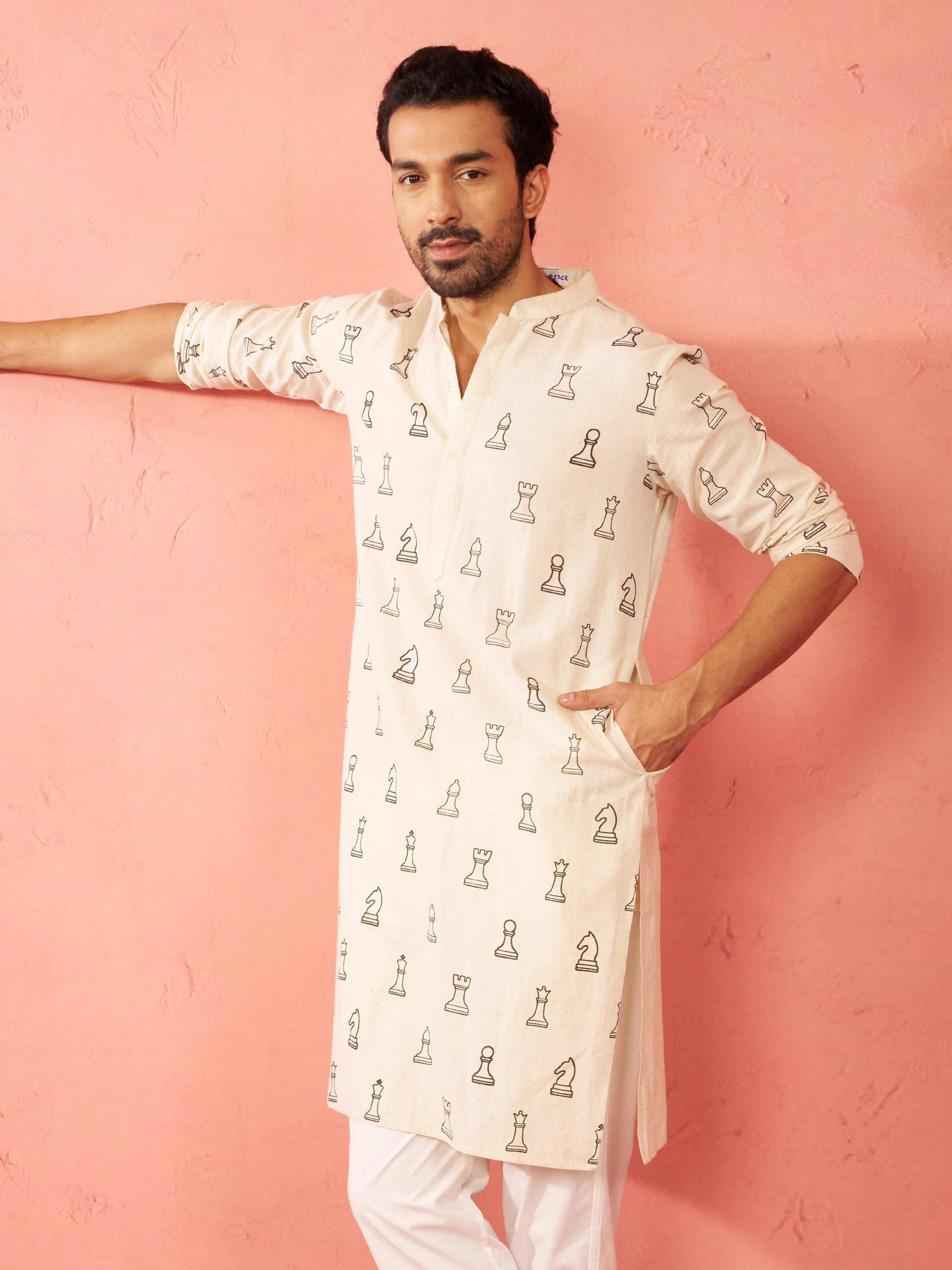 Men's Cream Cotton Kurta
