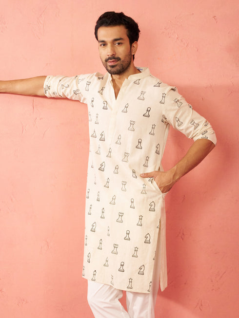 Men's Cream Cotton Kurta