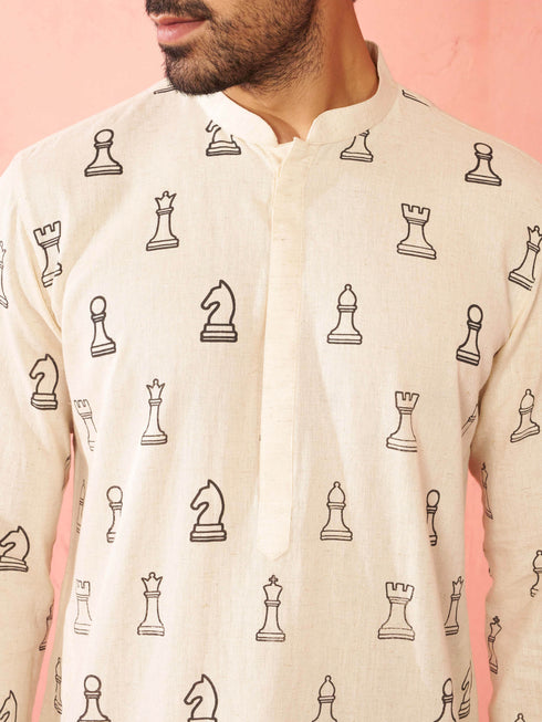 Men's Cream Cotton Kurta