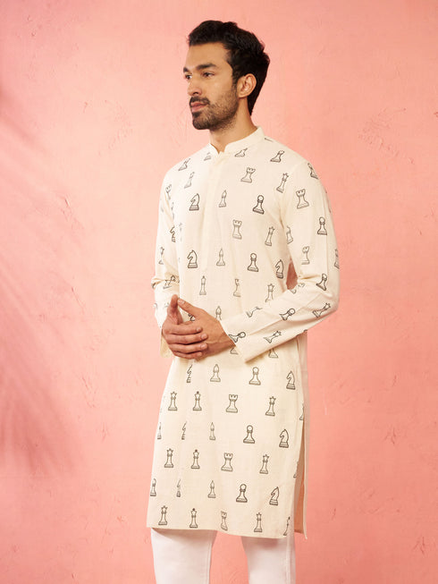 Men's Cream Cotton Kurta