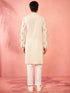 Men's Cream Cotton Kurta with White Pyjama