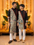 Men's Black Digital Print Kurta with Pyjama