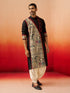 Men's Black Cotton Printed Knee Length Kurta with Patiala